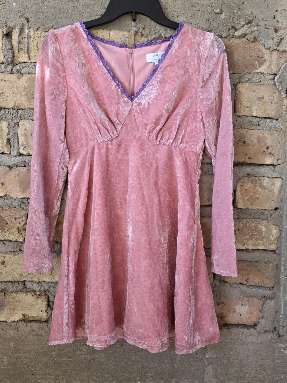 LABELRAIL x Pose and Repeat Floral Burnout Velvet Mini Dress Pink NWT Sz 8